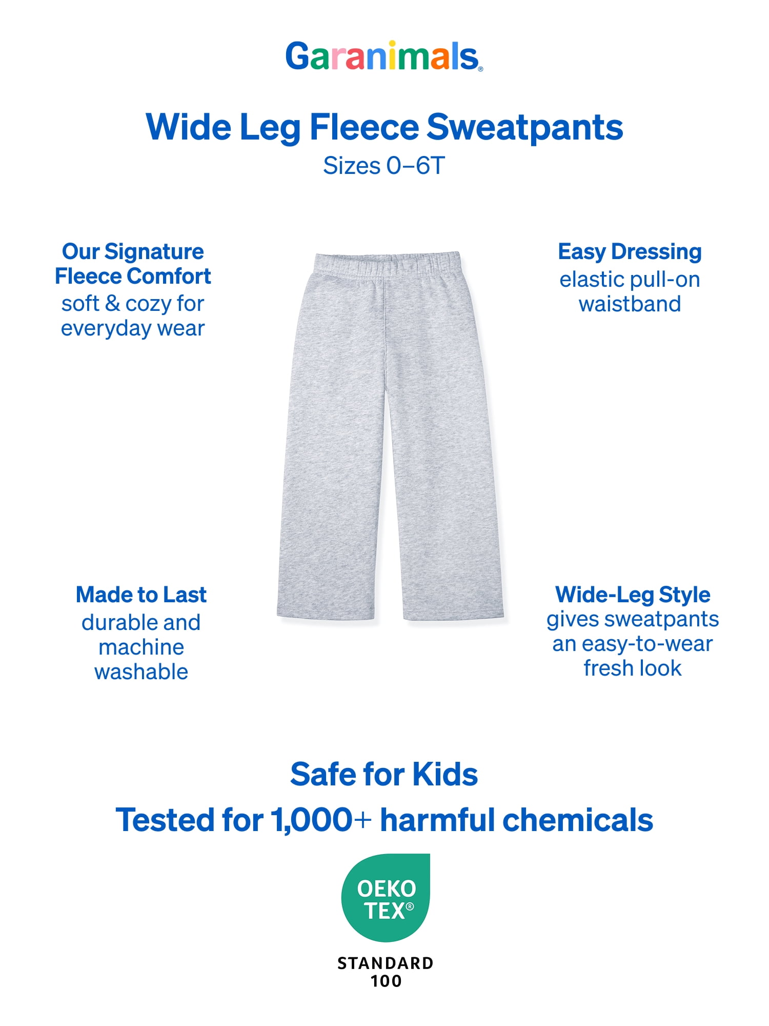 Garanimals Baby & Toddler Girls Fleece Sweatpants, Wide Leg, Sizes 0-6T
