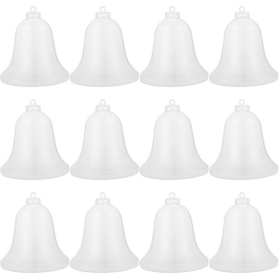 UPKOCH Clear Plastic Fillable Bell Shaped Balls for Decor White DIY Craft Ornaments Christmas Tree Hanging 12pcs