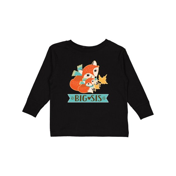 Inktastic Big Sis Woodland Fox Sister Girls Long Sleeve Toddler T-Shirt