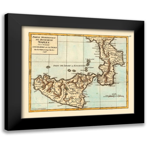Robert 13x12 Black Modern Framed Museum Art Print Titled - Naples Region Sicily Italy - Robert 1748