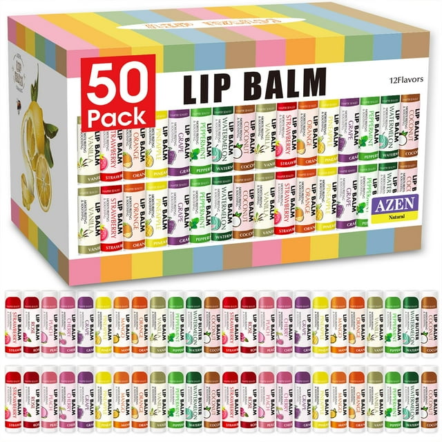 AZEN Paquete de 50 bálsamo labial natural bálsamo labial a granel producto para el cuidado de los labios bálsamo labial hidratante para labios secos y agrietados
