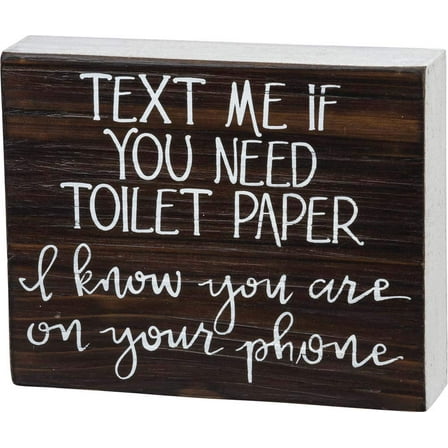 Primitives by Kathy 104748 Box Sign - On Your Phone, 7.5x6 inches, Wood, White