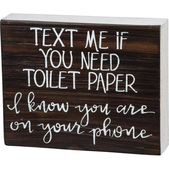 Primitives by Kathy 104748 Box Sign - On Your Phone, 7.5x6 inches, Wood, White