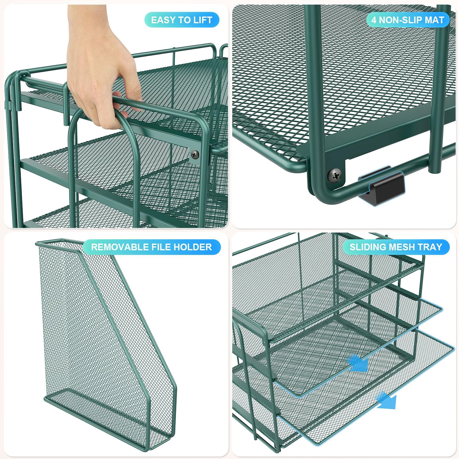4-tier Paper Organizer With Magazine Holder  Desk Organizers And Accessories & Workspace File For Office Supplies Storag (green 4-tier)
