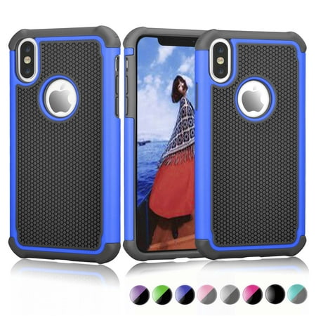 Case Cover for Apple iPhone XR / XS Max / XS / X / 10 / X Editon. Njjex [Shock Absorption] Drop Protection Hybrid Dual Layer Armor Defender Protective Case Cover - Blue