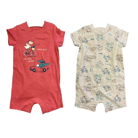 Carter's Little Guy On the Move Infant, Toddler Boy Short Sleeve Romper Set, 9 Months, 2-Piece