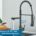 thumbnail image 3 of Black Kitchen Sink Faucet Pull Down Sprayer Single Handle 1Hole Swivel Mixer Tap, 3 of 12