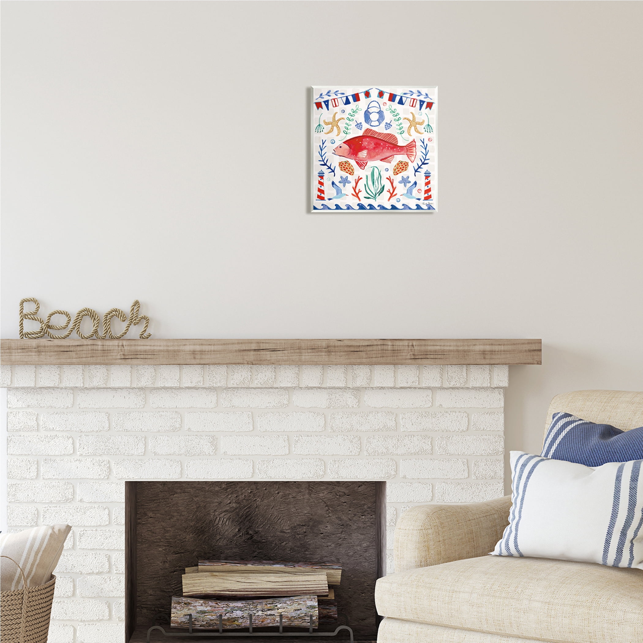 Stupell Industries Nautical Patterned Fish Animals & Insects Painting Unframed Art Print Wall Art, 12 x 12
