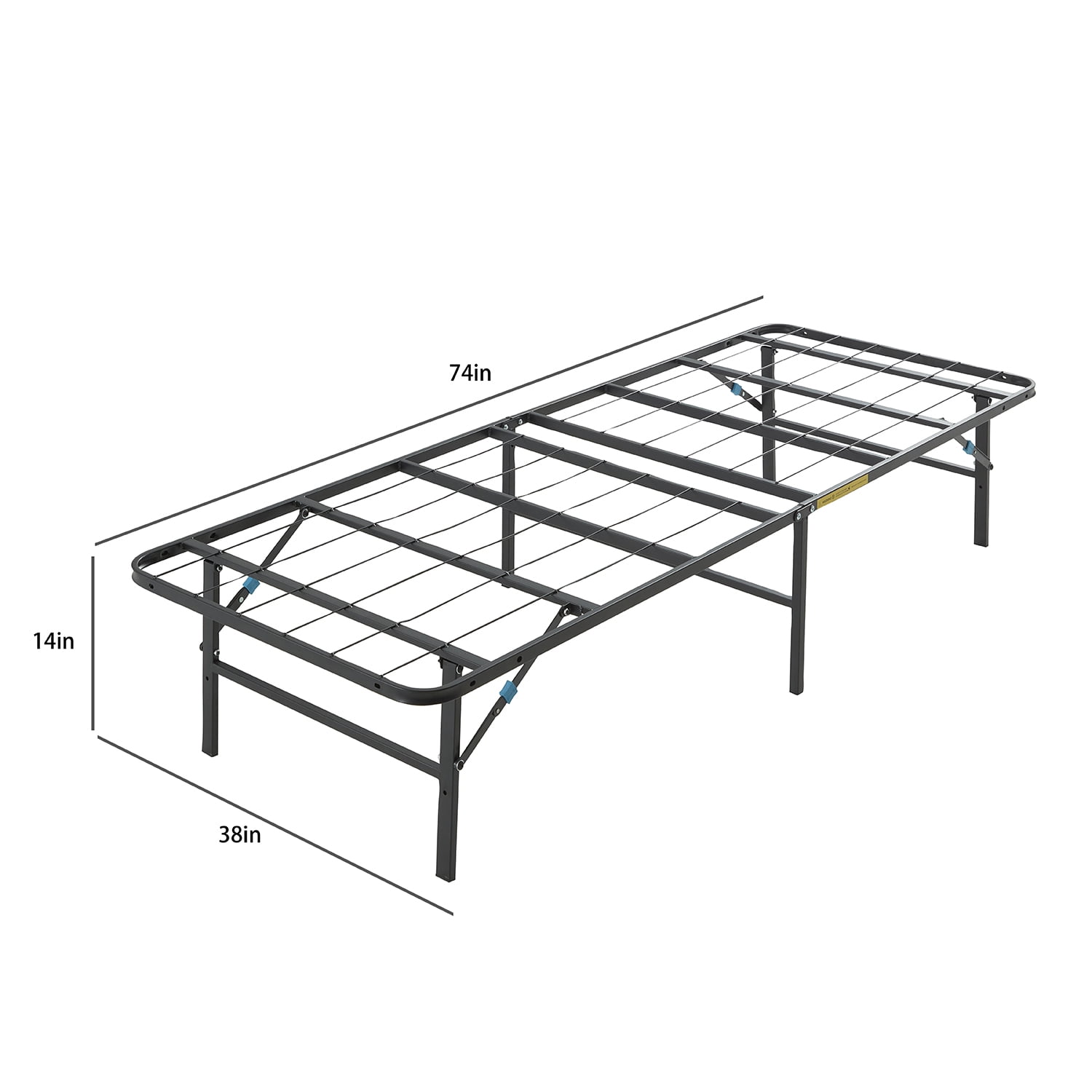 Lammaloe Foldable Bed Frame Twin with 14" Storage, Metal Platform Foldable Bed Base Twin, No Box Spring Required, Tool Free Assembly