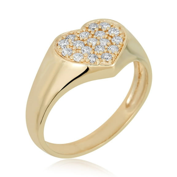 AVORA 10K Yellow Gold Simulated Diamond CZ Heart Cluster Fashion Ring - Size 6.5