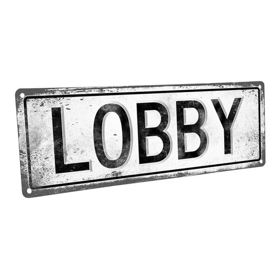 Lobby 4"x12" Metal Sign, Wall Décor for Home and Office