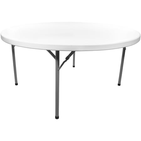 Advantage 6 Ft Round White Plastic Folding Table