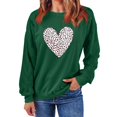 thumbnail image 4 of ibuvkizy Womens Sweatshirts Valentines Day Love Heart Round Neck Lover's Love Print Sweatshirt Long Sleeved Pullover Top/shirt Green,S, 4 of 7