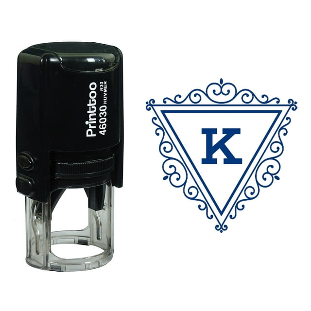 Printtoo K Alphabet Swirl Border Triangle Monogram Initial Self Inking Rubber Stamp Office Stationary