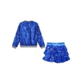 thumbnail image 6 of TiaoBug Girls Sequin Hip Hop Jazz Dance Outfits Disco Party Dress 2-Piece Jacket and Mini Skirt Set Royal Blue 14, 6 of 7