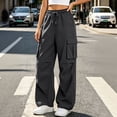 thumbnail image 3 of Aeguzox Womens Pants Elastic Waisted Outdoor Joggers Casual Loose Solid Color Cargo Pants with Multi-Pockets,Sizes S-2XL, 3 of 7