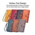 thumbnail image 4 of Women Wallet Vintage Style PU Purse Female Hollow Bifold Wallets Solid Color Card Holder Coins Money Phone Soft Bag Gray, 4 of 10