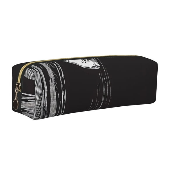 Fotbe Gothic Skull Drape Estuche para Lápices de Cuero con Estampado, Estuche con Cremallera Resistente, Organizador Compacto y Elegante para Papelería