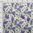 thumbnail image 2 of oneOone Cotton Silk Medium Purple Fabric Leaves & Tulip Floral Sewing Craft Projects Fabric Prints By Yard 42 Inch Wide, 2 of 4