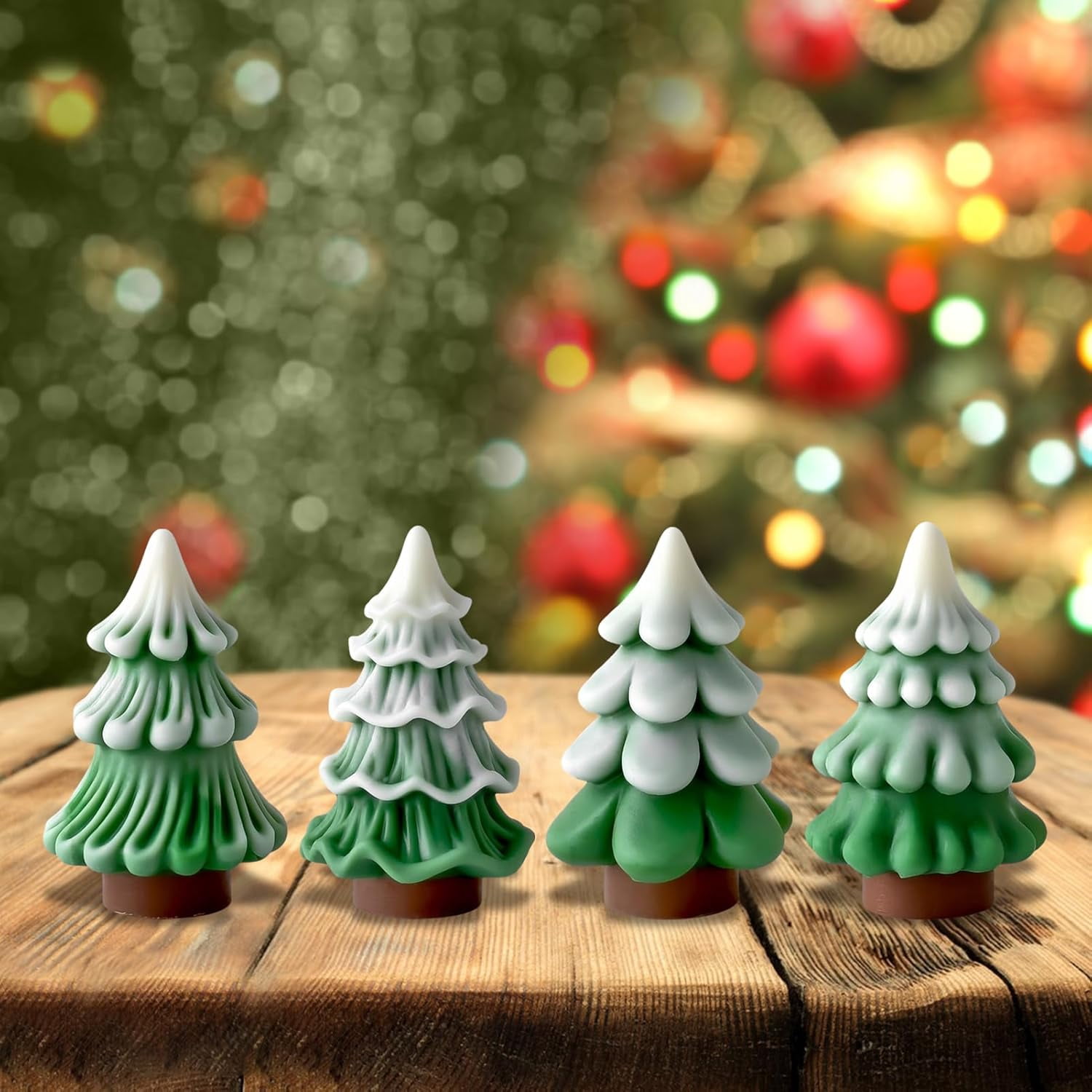 3D Christmas Tree Silicone Mold, Tree Shaped Candle Molds for Candle Making, Epoxy Resin Castinf Mould for DIY Wax Soap Art Craft Christmas Decoration (4pcs)