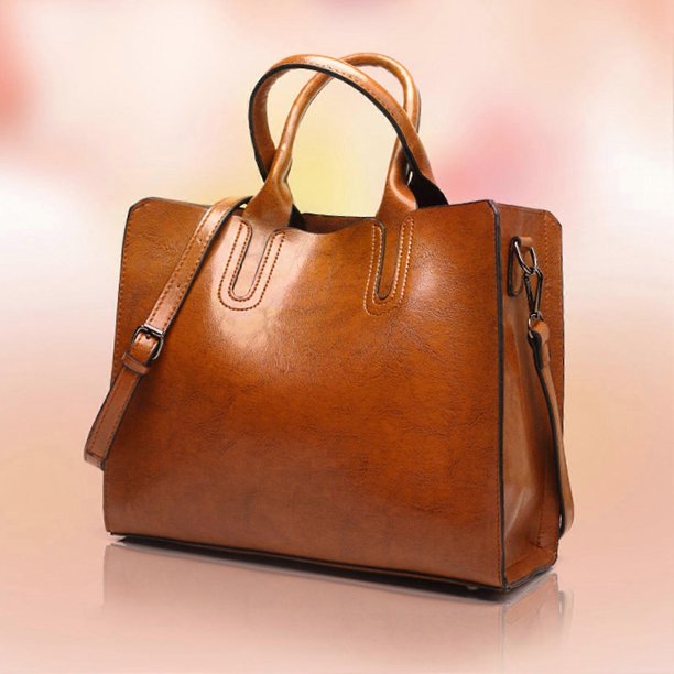 Leather Tote Shoulder Bag Vintage Satchel Handbag with Top Handles for Holiday Birthday Gift