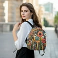 thumbnail image 6 of FORMRS Mini Backpack Purse for Women Travel Daypack Casual Shoulder Bag, Red Colorful Flowers with Dots, 6 of 7