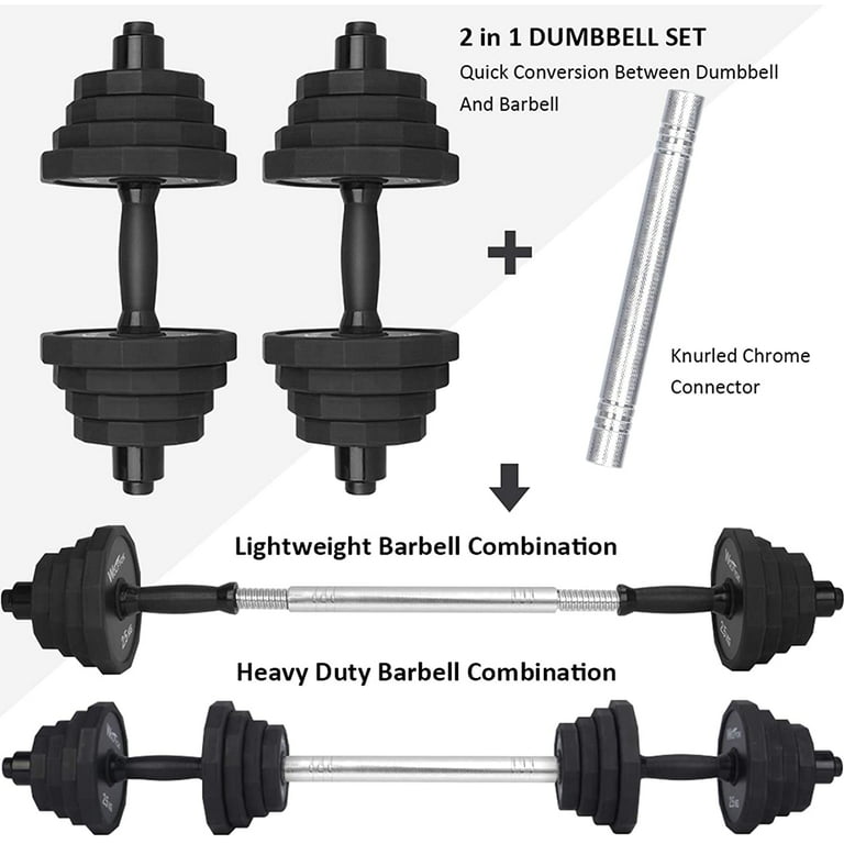 Adjustable Dumbbell Set, 66 LB Weights Dumbbells Sets, Solid Cast-Iron Core  Free Weight Set for Home Gym, Barbell Weight Set with Connector, Workout