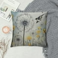 thumbnail image 2 of COMIO  Blue Dandelion Pillow Cover for Living Room Decor Rustic Farm Plants Botanical Square Soft Throw Pillow Dragonfly Watercolor Flowers Decorative Cushion Cover,White, 2 of 5
