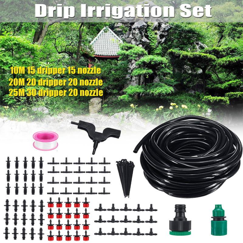 82 FT DIY Micro Automatic Drip Irrigation System Timer Kit Hose Garden Watering 
