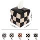 thumbnail image 5 of Tissue Box Cover, Square Tissue Box Holder, Modern PU Leather Weave, Stylish Checkerboard Design for Living Room, Decorative Shelf, Bathroom Counter Top, Bedside Table, Desk (Black), 5 of 5