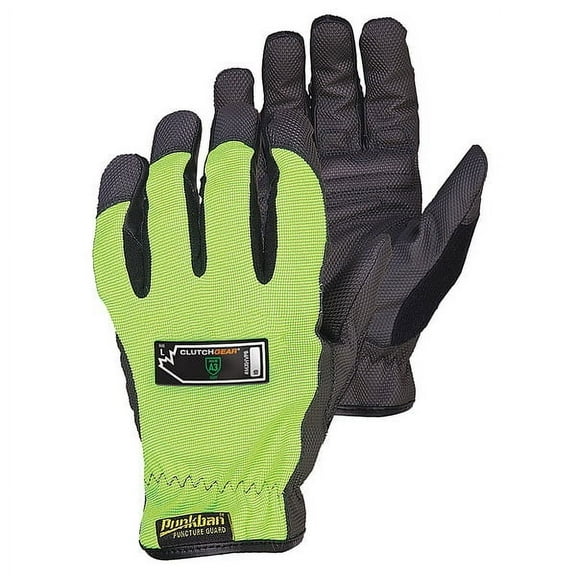 MXHV Mechanics Gloves, Synthetic Leather Palm, XL, Black/Lime