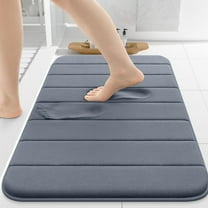 Memory Foam Bath Mat 30x20, Super Soft Bathroom Carpet, Non-Slip Shower Rug for Floor Tub Sink, Quick Dry Machine Washable, Thick Flannel Top, Gray