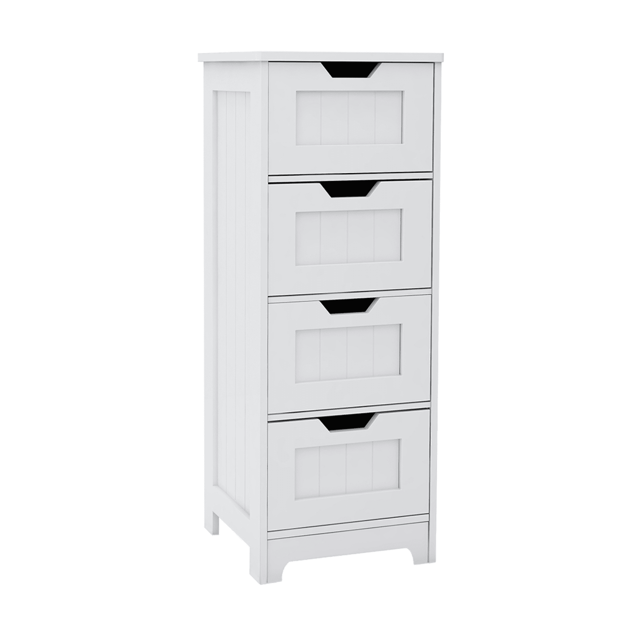 White Freestanding Storage Cabinet with 4 Drawers, Bathroom Entryway Storage Organizer for Bathroom, Living Room, Kitchen
