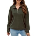 thumbnail image 1 of MeetoTime Women's Sweatshirt Fall Casual Textured Long Sleeve Tops 1/4 Quarter Zip Sweatshirt, 1 of 7