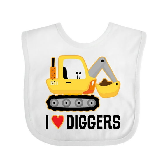 Inktastic Construction Truck I Love Diggers Boys or Girls Baby Bib