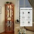 thumbnail image 6 of CKEASEAN Lighted Corner Curio Cabinet with Doors - Wooden Display Cabinet with Tempered Glass Shelves and Lights for Living Room, Dining Room, 6 of 10