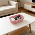 thumbnail image 5 of Plastic Woven Storage Baskets, Small Pantry Baskets for Organizing, Imitation Rattan Woven Basket Organizer Basket Bins for Shelves, Organizer and Storage for Bathroom, Bedrooms, Kitchens, Pink, 5 of 6