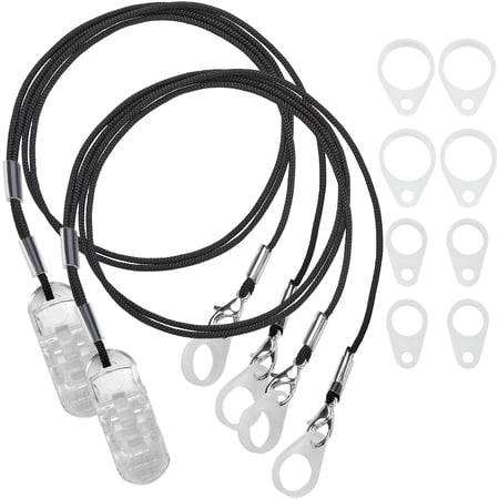 MEDca Hearing Aid Clips with Protective Holder, Anti-Loss Lanyard Cord, Pack of 2