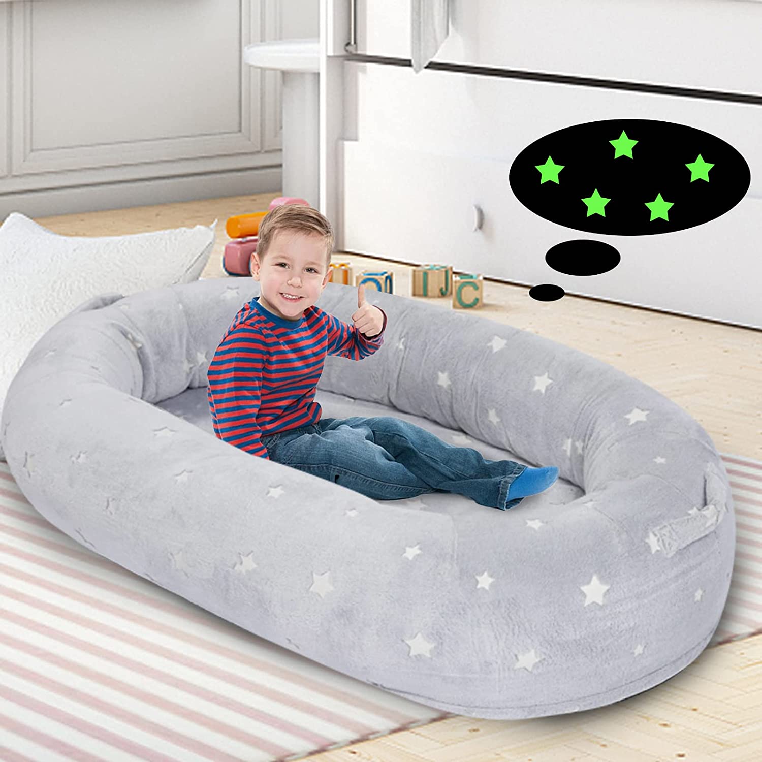 ZonLi Human Dog Bed, 57"x37.4"x12.5" Glow in the Dark Large Bean Bag