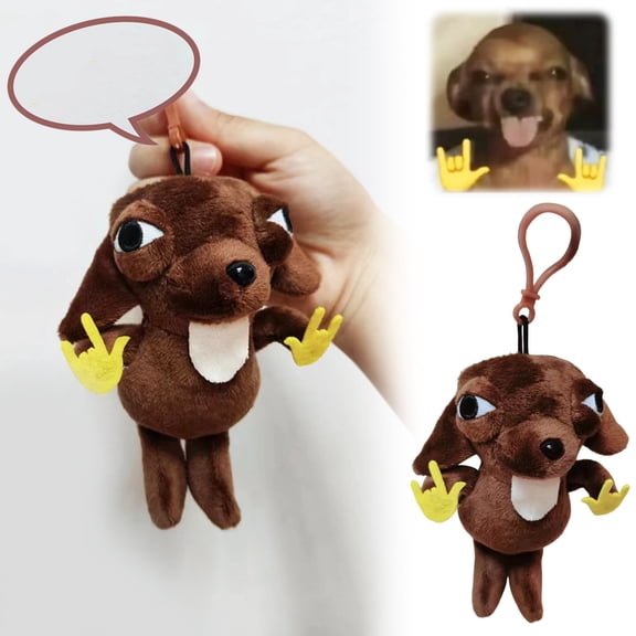 Funny Chihuahua Plush Keychain Toy Soft Mini Stuffed Animal with Big Eyes Funny Expression Design Stress Relief Desk Decoration Birthday Gift for Dog Lovers Women Men Easter Present