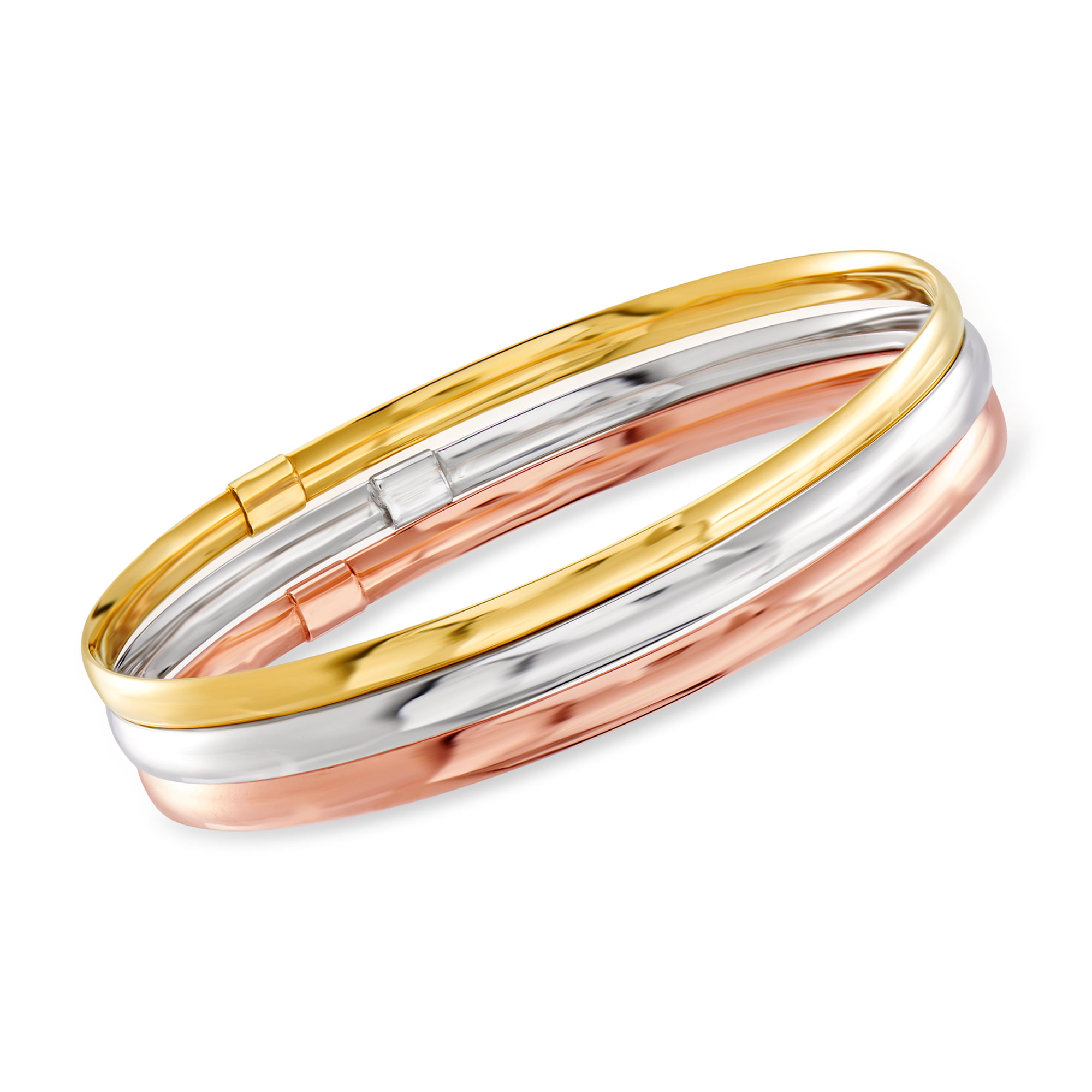 サイモンズ⇏ Ross-Simons Tri-Colored Gold Triple Loop Earrings ...