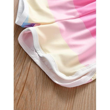 

Casual Colorblock Round Neck Sleeveless Multicolor Toddler Girls Two-piece Outfits (Girl s)