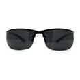 thumbnail image 2 of Polarized Metal Half Rim Wrap Rectangular Agent Sunglasses All Black, 2 of 4