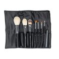 thumbnail image 1 of Klara Cosmetics 9 Piece Brush Professional Essential Set Fluffy Soft Silver Vegan All In One Faux Leather, Black and silver, 1 of 2