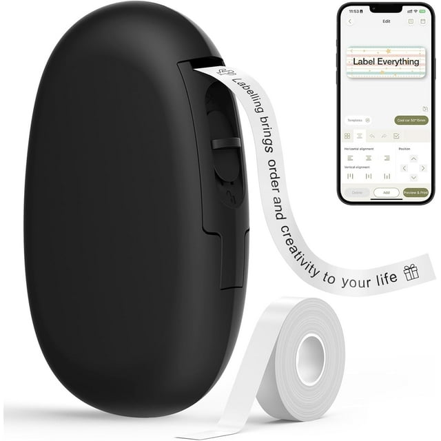 E tooth Label Maker Machine with Tapes Continuous Label Versatile App with Fonts and k+ Icons Inkless Labeler for Home Kitchen School Office Organization