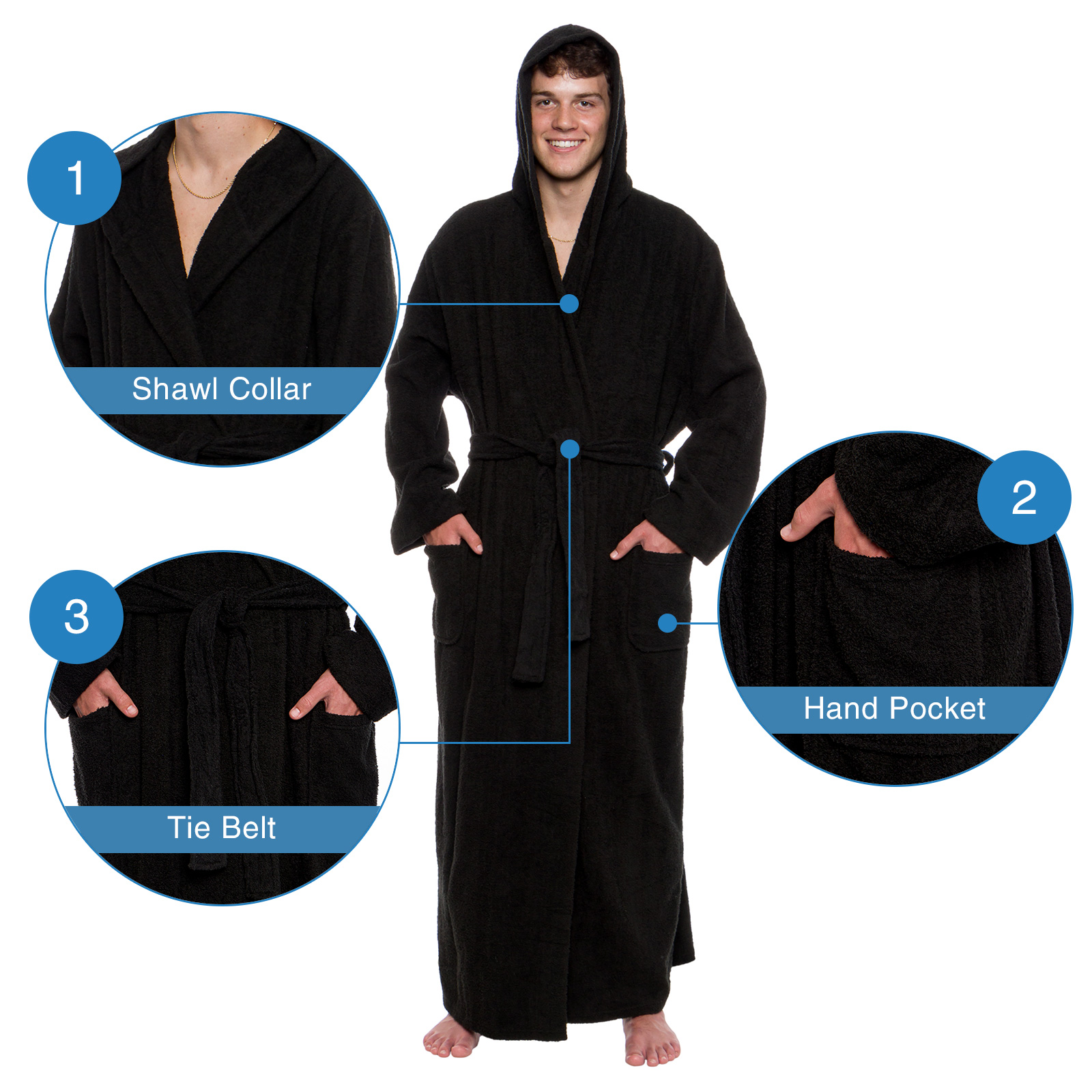 mens big and tall cotton terry hooded robe
