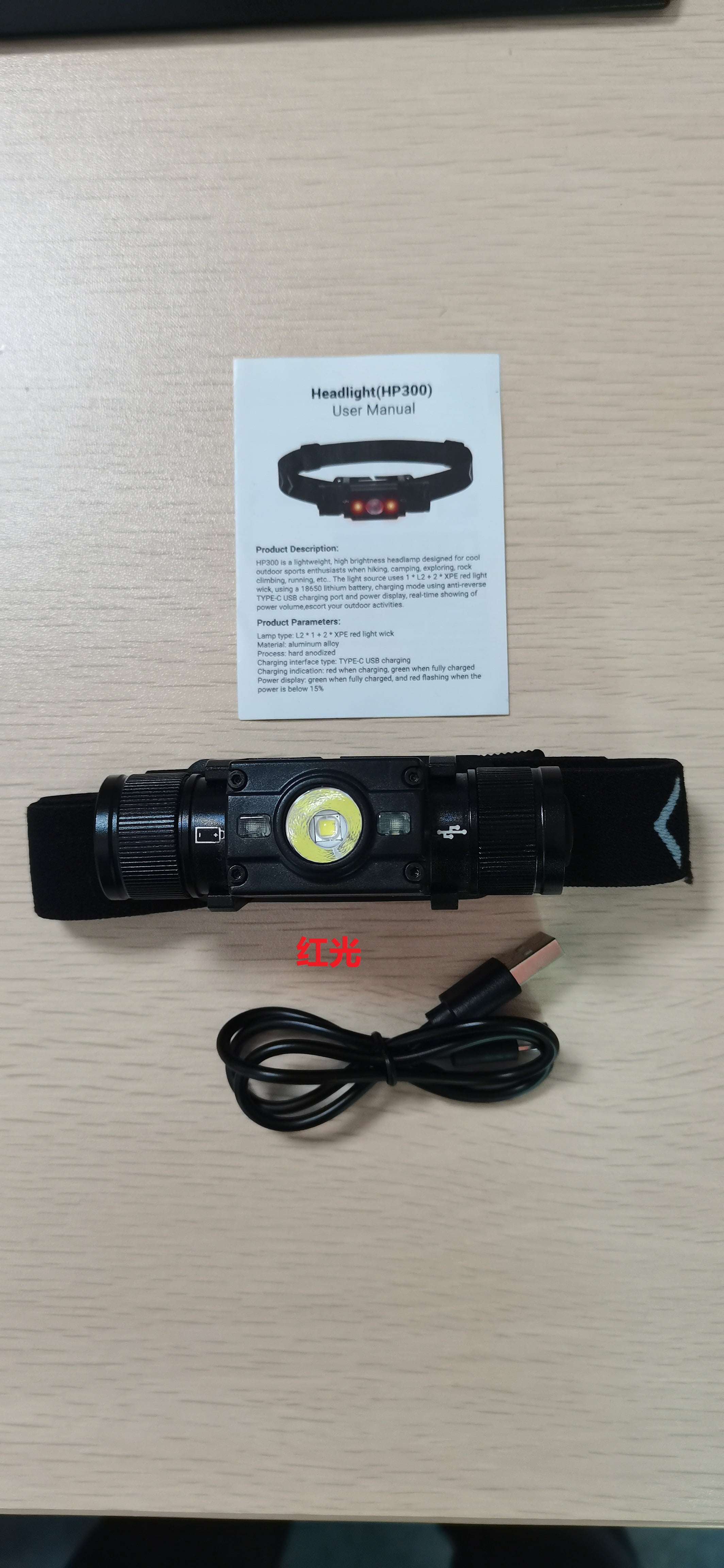 ZPAQI LED Headlamp 7-Mode Headlight Type-C USB Rechargeable Waterproof Head Torch Battery not included