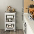 thumbnail image 4 of Costway Compact Kitchen Island Cart Rolling Service Trolley with Stainless Steel Top Basket, 4 of 10