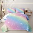 thumbnail image 2 of Homewish Ombre Blings Print Twin Quilt Set for Girls, Cute Rainbow Twin Coverlet Set, 2 Pieces 1 Bedspread and 1 Pillowcase, 2 of 7