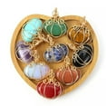 thumbnail image 2 of HOOUN Halloween Copper Wire Wrapped Crystal Pumpkin Necklace Pendant Autumn Jewelry-Obsidian (Gold), 2 of 9